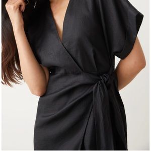 Linen Wrap Mini Dress Size: 0 Blue & Other Stories